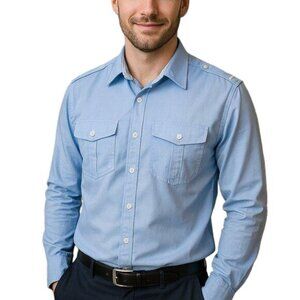 INC Button Up Shirt Long Sleeves Shoulder Tabs Two Front Pockets Small